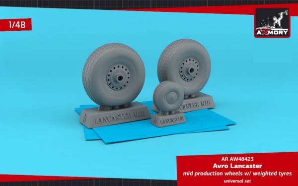 AR AW48423   Avro Lancaster wheels mid type w/ weighted tyres (1/48) (thumb81053)